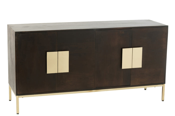 Sideboard 2 Doors Mango Wood/Iron Brown/Gold