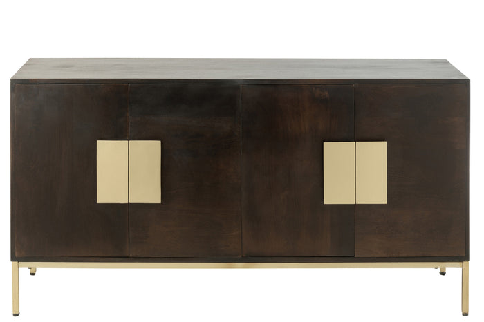 Sideboard 2 Doors Mango Wood/Iron Brown/Gold