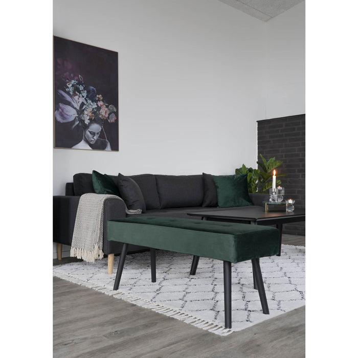 Skiby - Bench in  dark green velvet with black legs HN1206