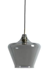 Hanging lamp 30x30 cm SOLLY antique bronze+smoked glass