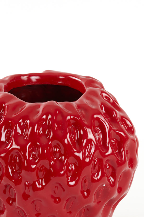 Vase deco 35x34x33 cm STRAWBERRY shiny red