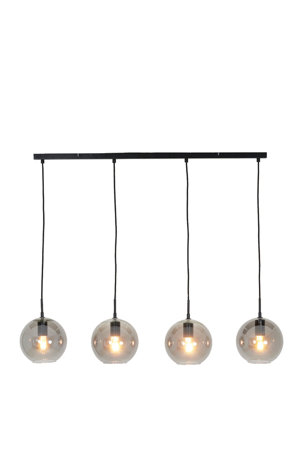 Hanging lamp 4L 114x20x120 cm SUBAR matt black+smoked glass