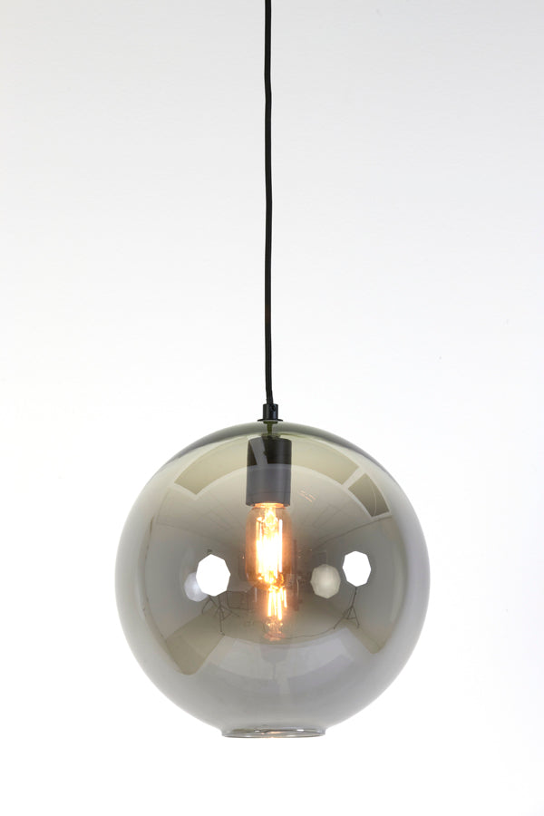 Hanging lamp 30x28 cm SUBAR matt black+smoked glass