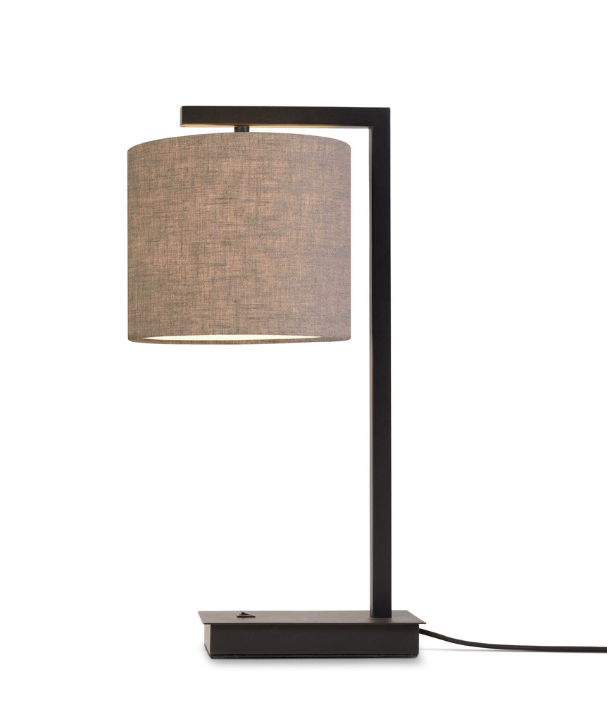 Table lamp iron/black Boston h.44cm/shade 18x15cm - d.linen