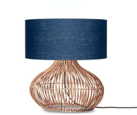 Table lamp Kalahari L rattan 65cm/shade 47x23cm linen - bl.denim