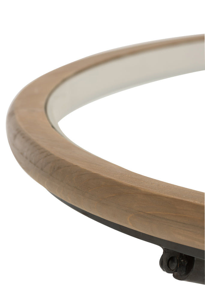 Table Round Wood/Glass Brown L