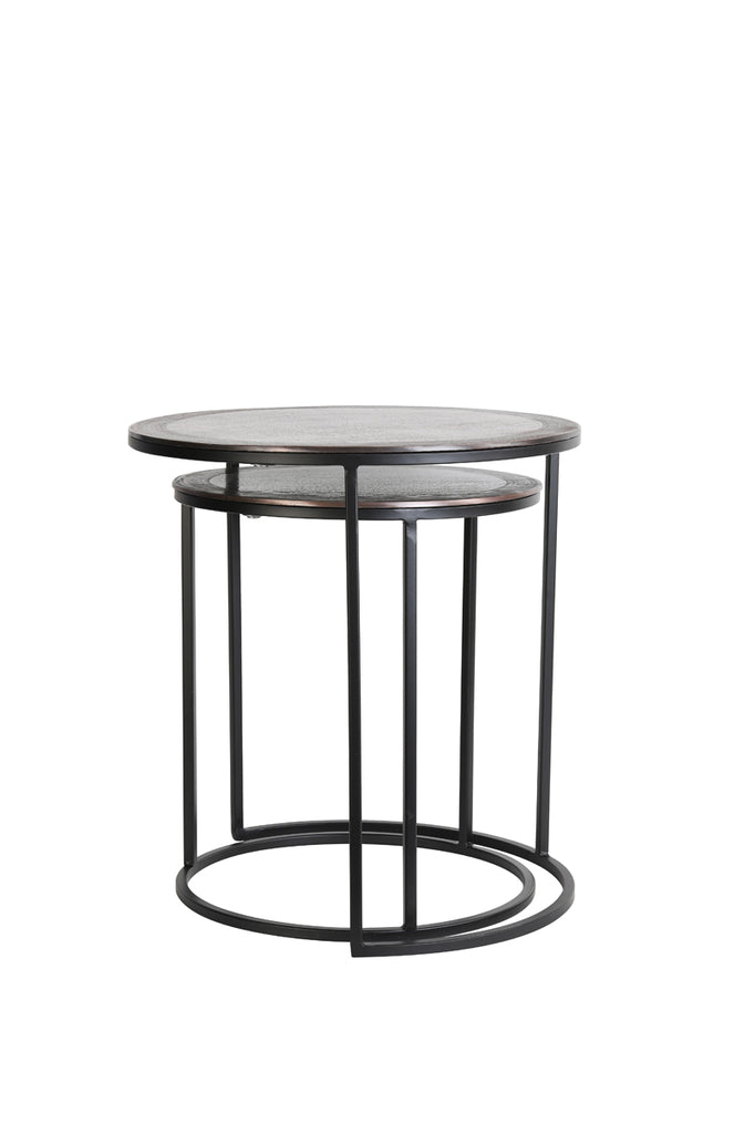 Side table S/2 40x45+50x52 cm TALCA ant copper+black