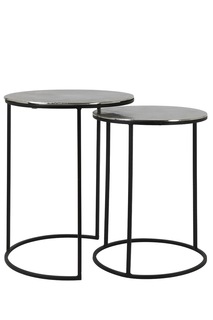 Side table S/2 35x48+40x53,5 cm THIZAS raw nickl-matt blck