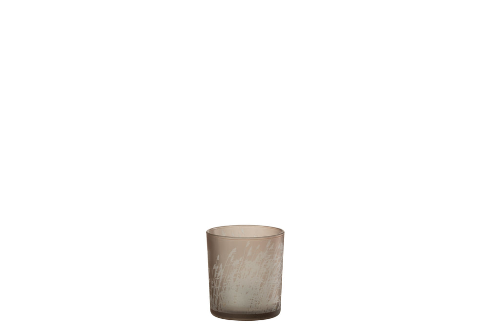 Tealight Holder Grass Glass Beige Small