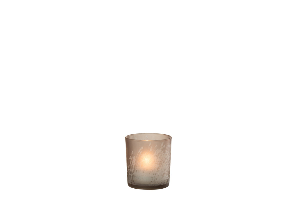 Tealight Holder Grass Glass Beige Small