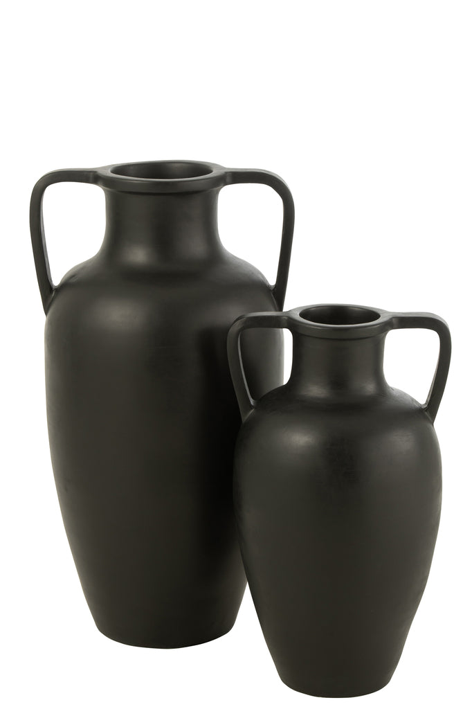 Vase 2 Arms Terracotta Black Large