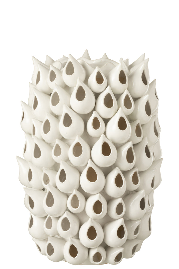 Vase Anemone High Earthenware White Large