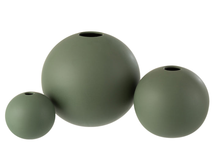 Vase Ball Ceramic Green Large