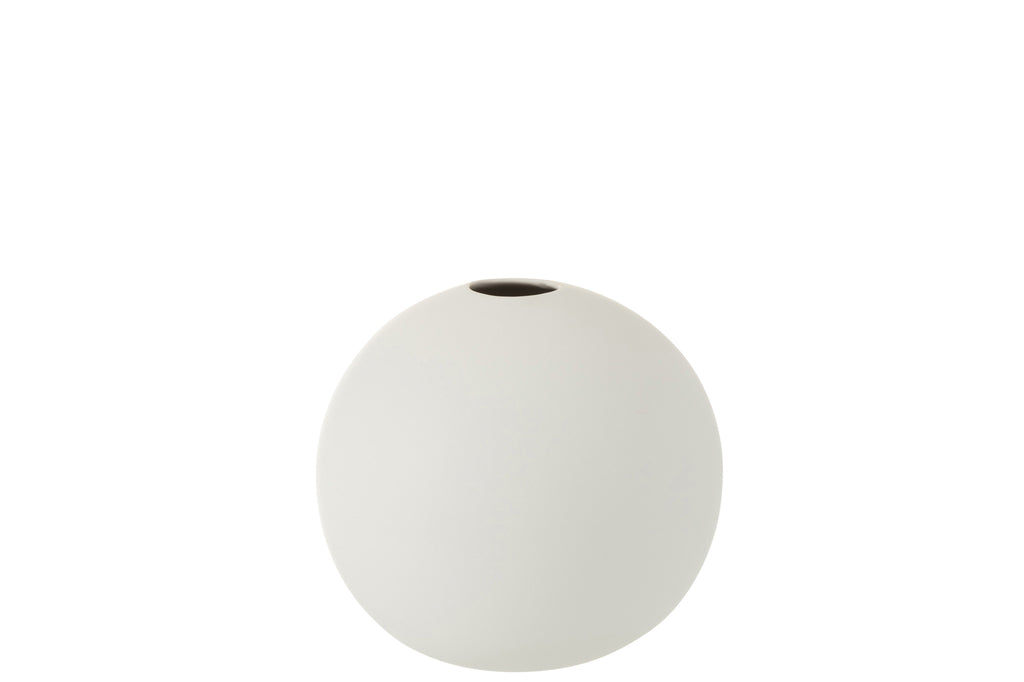 Vase Ball Ceramic Matt White Medium