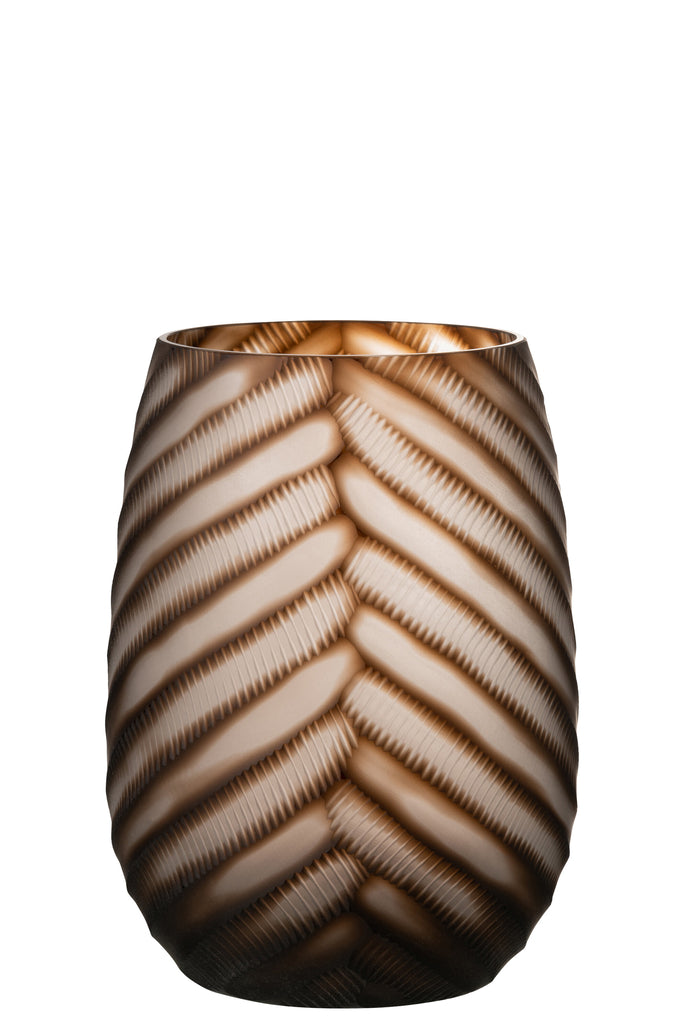 Vase Carved Glass Brown Large