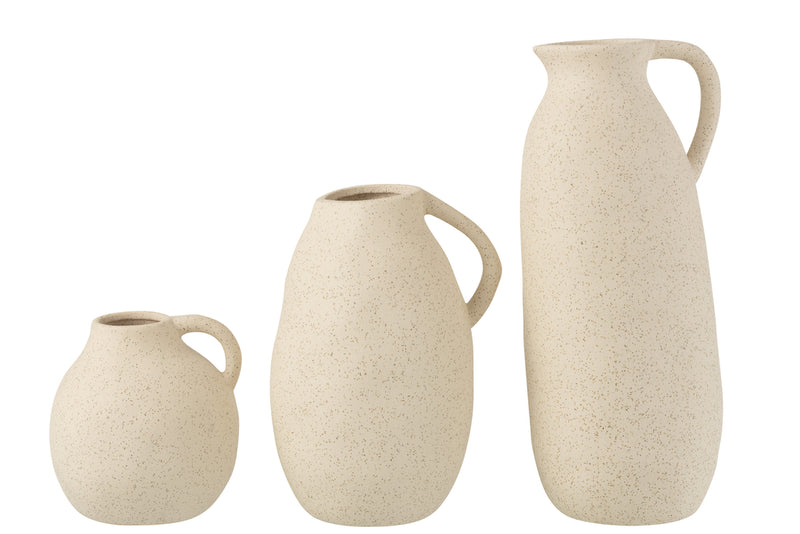 Vase Jug Ceramic Beige Large