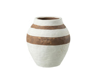 Vase Kenia Ceramic White/Brown Small