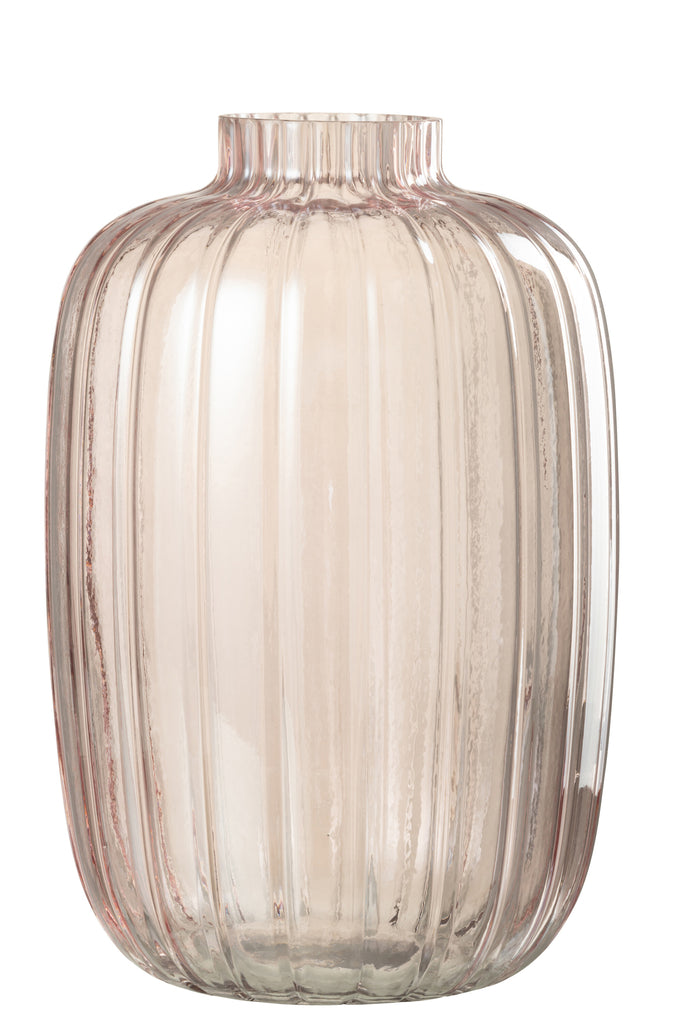 Vase Lines Glass Pink Large