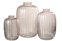 Vase Lines Glass Pink Large