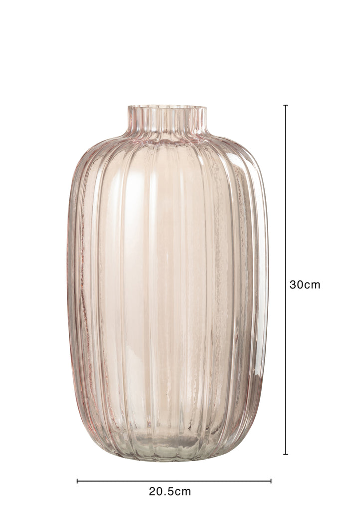 Vase Lines Glass Pink Large