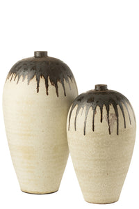 Vase Lombok Ceramic Beige/Brown Large