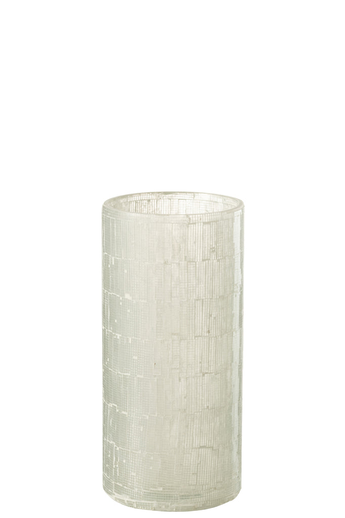 Vase Mosaic Glass Light Grey Medium