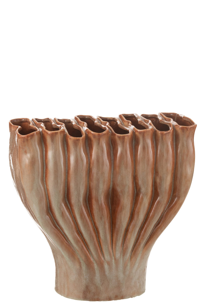 Vase Multi Tube Narrow Porcelain Bronze