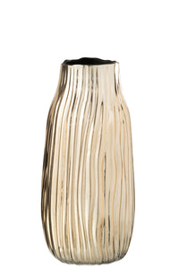 Vase Notches Glass Gold Medium