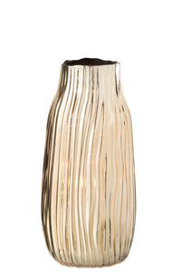 Vase Notches Glass Gold Medium