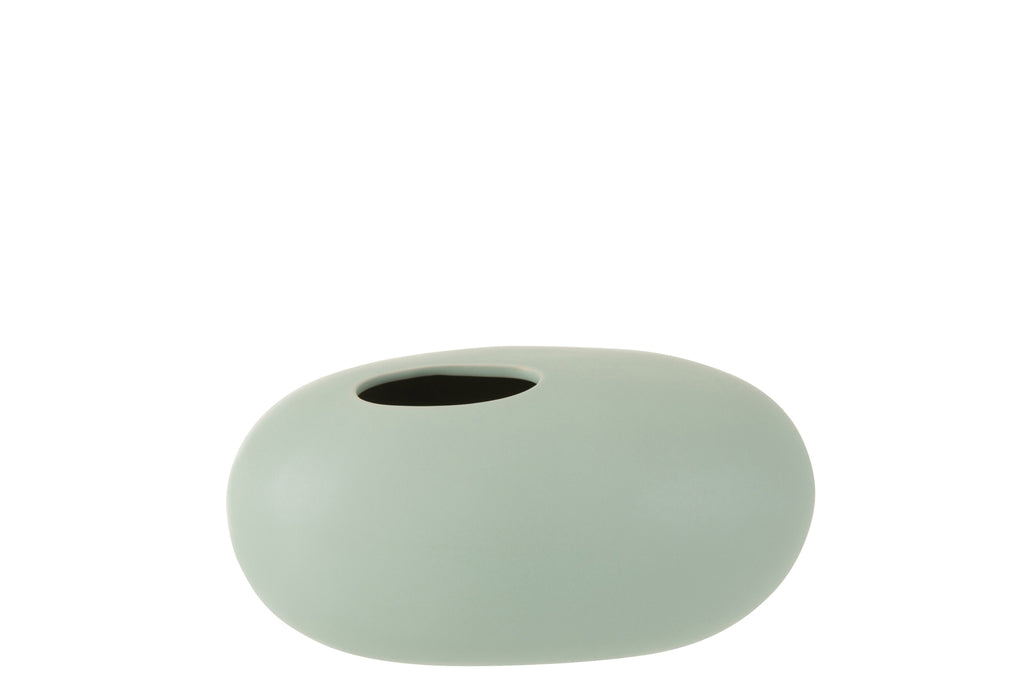 Vase Oval Ceramic Pastel Green Large