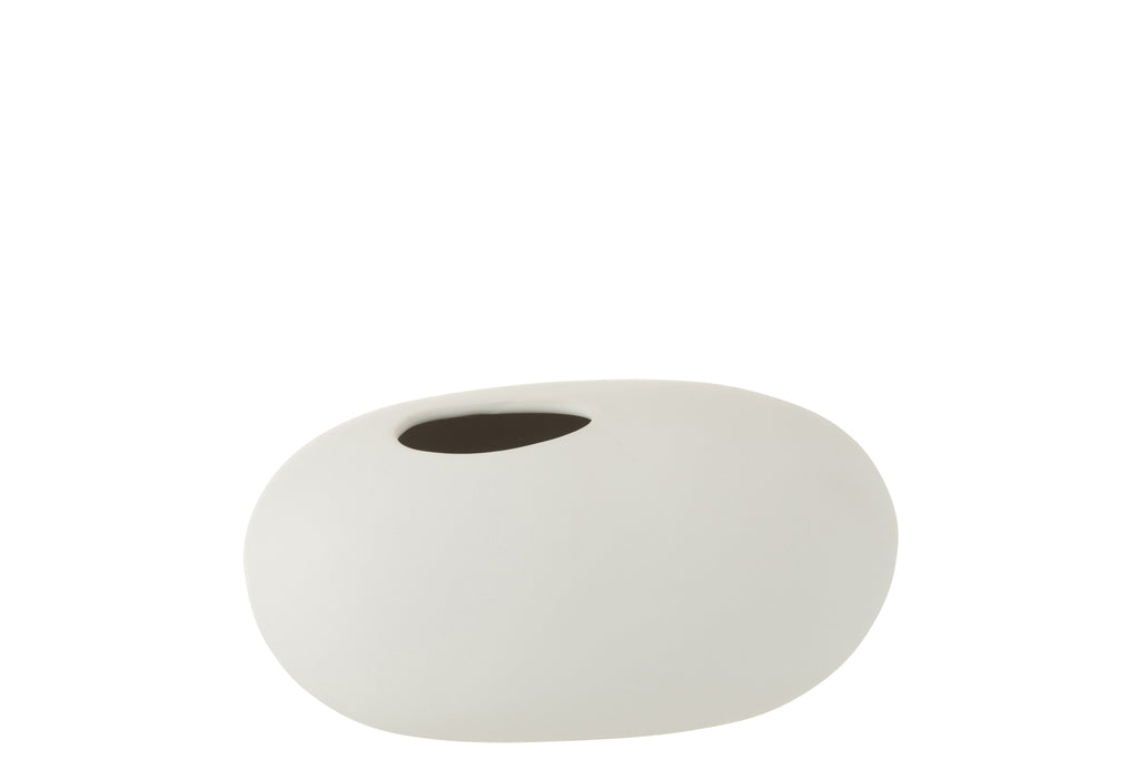 Vase Oval Ceramic Matt White Large