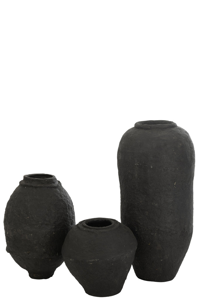 Vase Paper Mache Black Large