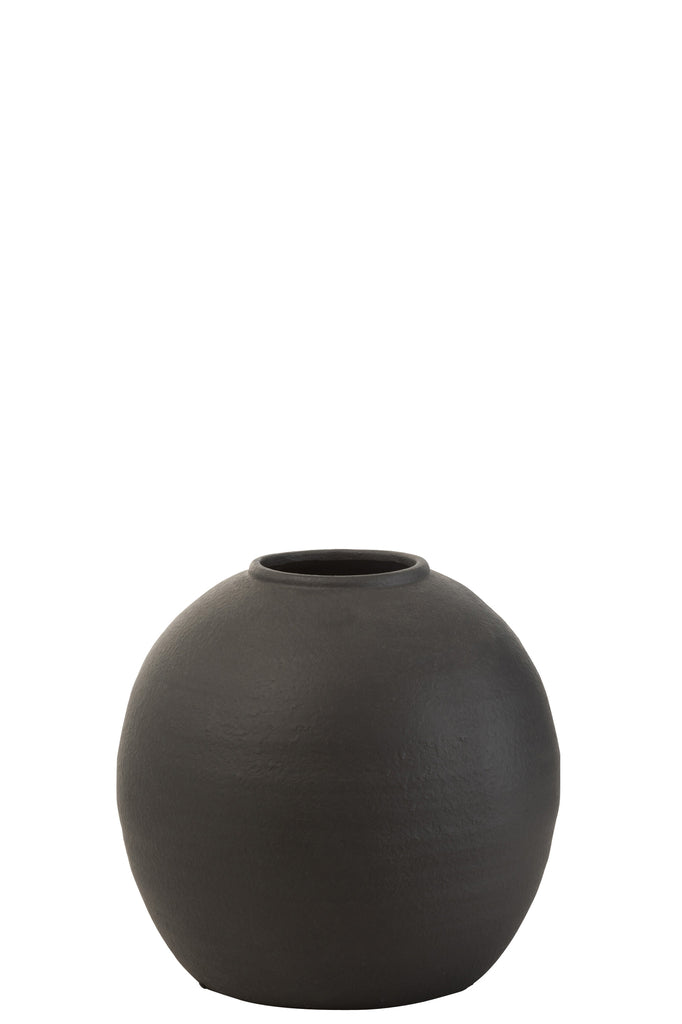 Vase Round Cement Black