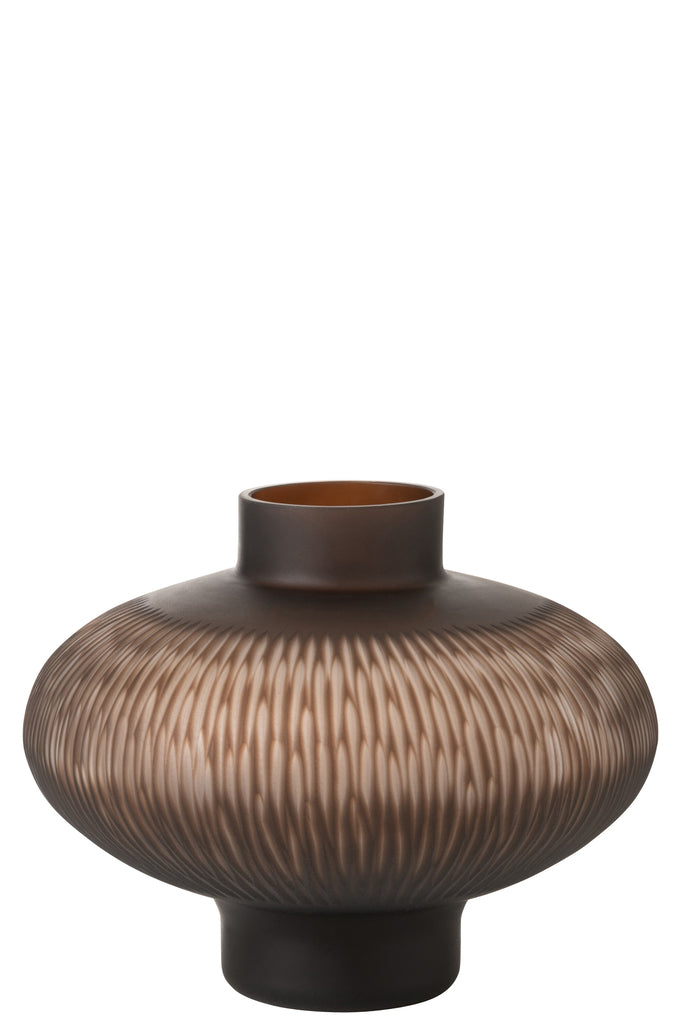 Vase Stripe Ball Low Glass Brown