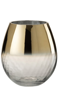 Vase Stripe Glass Gold/Transparent Medium