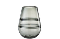 Vase Stripe Glass Grey Small