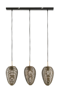 Hanging lamp 3L 80x20x33 cm YAELLE ant bronze+matt blck