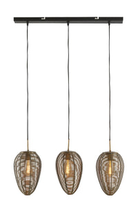 Hanging lamp 3L 80x20x33 cm YAELLE ant bronze+matt blck