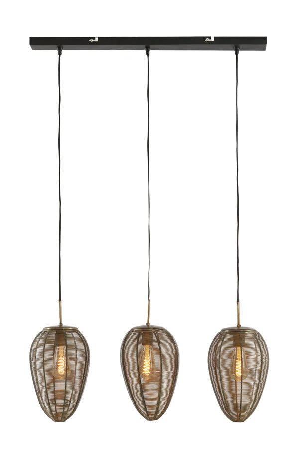 Hanging lamp 3L 80x20x33 cm YAELLE ant bronze+matt blck