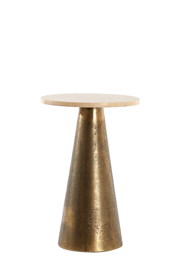 Side table 29x43 cm YNEZ travertine sand+antique bronze