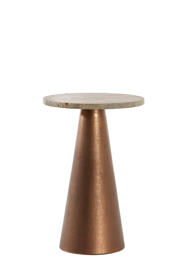 Side table 29x43 cm YNEZ travertine brown+copper