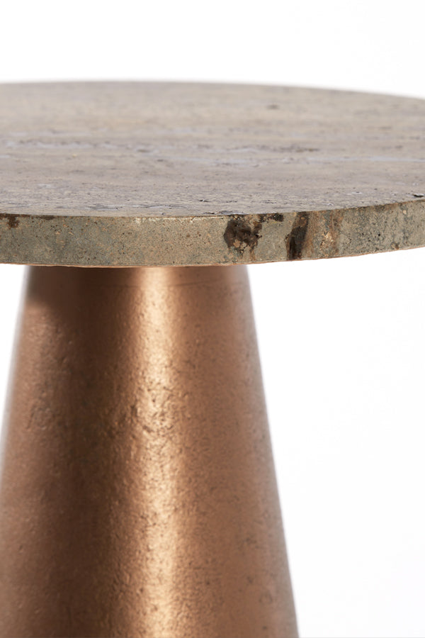 Side table 29x43 cm YNEZ travertine brown+copper