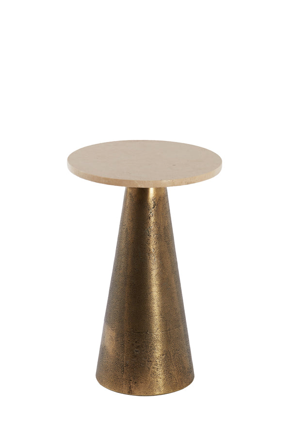 Side table 29x43 cm YNEZ travertine sand+antique bronze