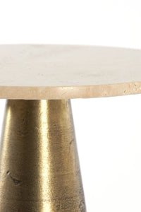 Side table 29x43 cm YNEZ travertine sand+antique bronze