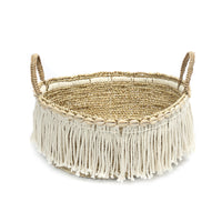 The Boho Fringe Basket - Natural White