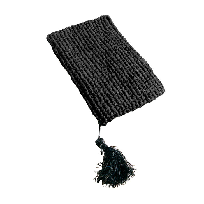 De Raffia Clutch met ritssluiting - Zwart - S