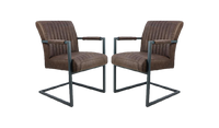 Eetkamerstoel Texas met armleuning set van 2 - Espresso - Yachtleder/metaal