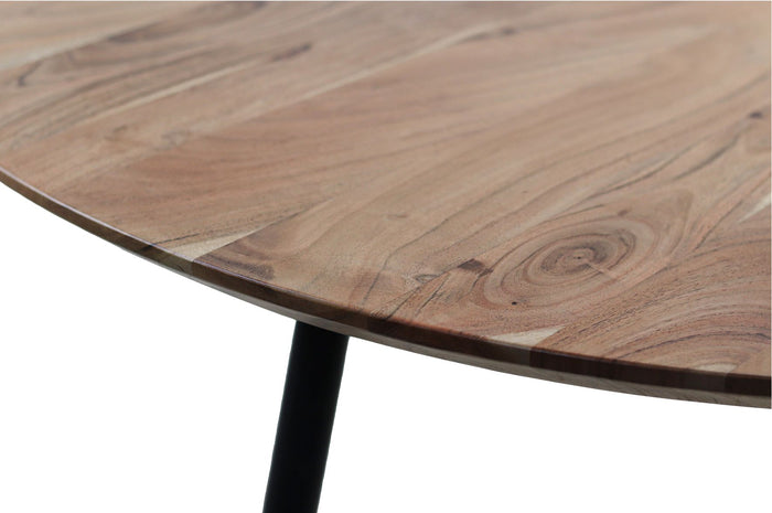 Eettafel Zurich rond - ø120x76 - Naturel/zwart - Acaciahout/metaal - Swiss edge