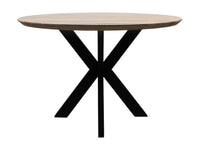 Eettafel Zurich rond - ø120x76 - Oakland tafelpoten - Acaciahout/metaal