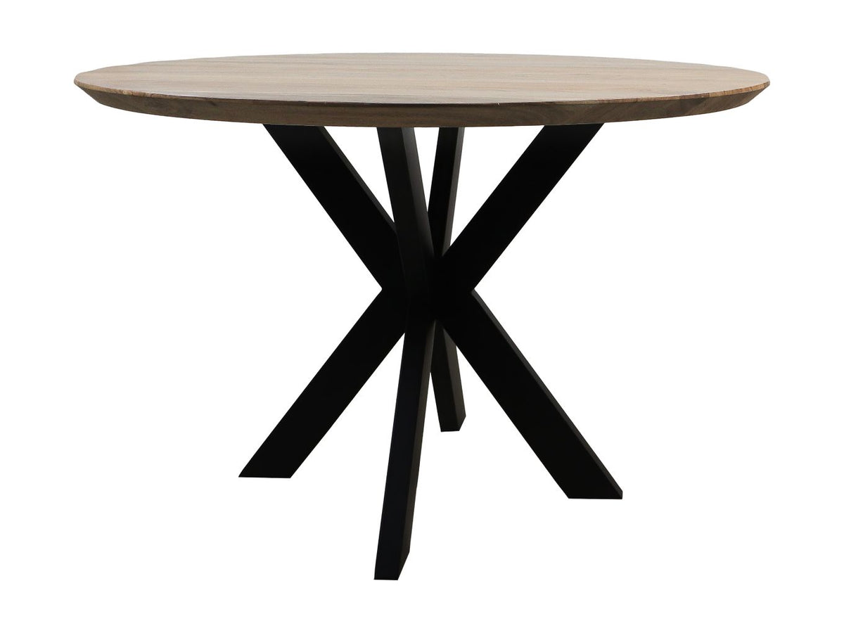 Eettafel Zurich rond - ø120x76 - Oakland tafelpoten - Acaciahout/metaal